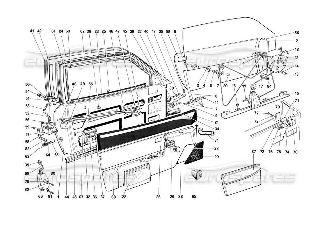 a part diagram from the ferrari mondial 3.0 qv (1984) parts catalogue