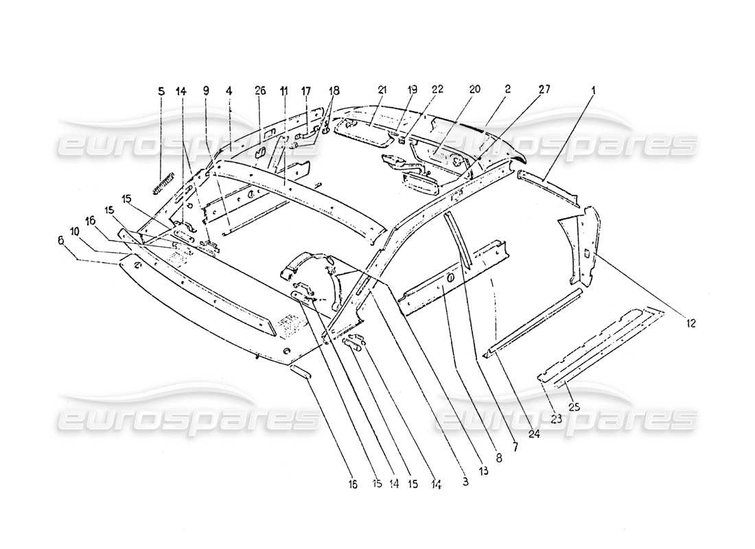 a part diagram from the ferrari 365 gt 2+2 (coachwork) parts catalogue