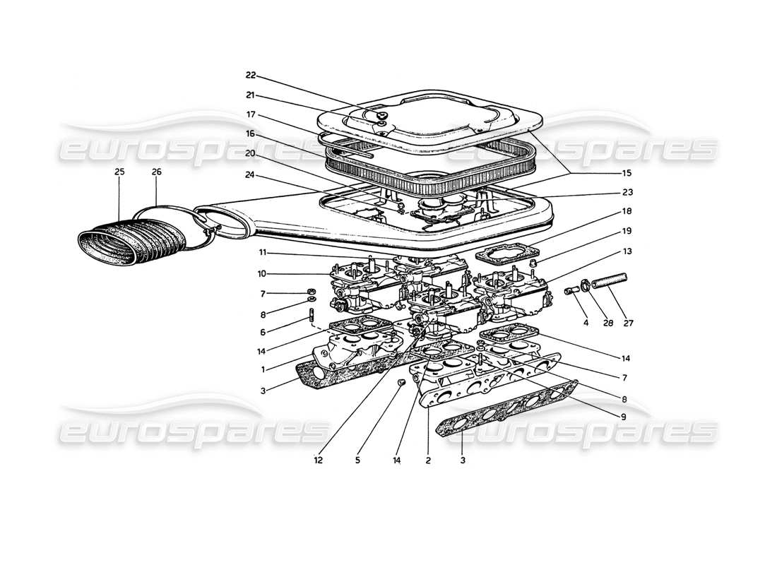 a part diagram from the Ferrari 208 GT4 Dino (1975) parts catalogue