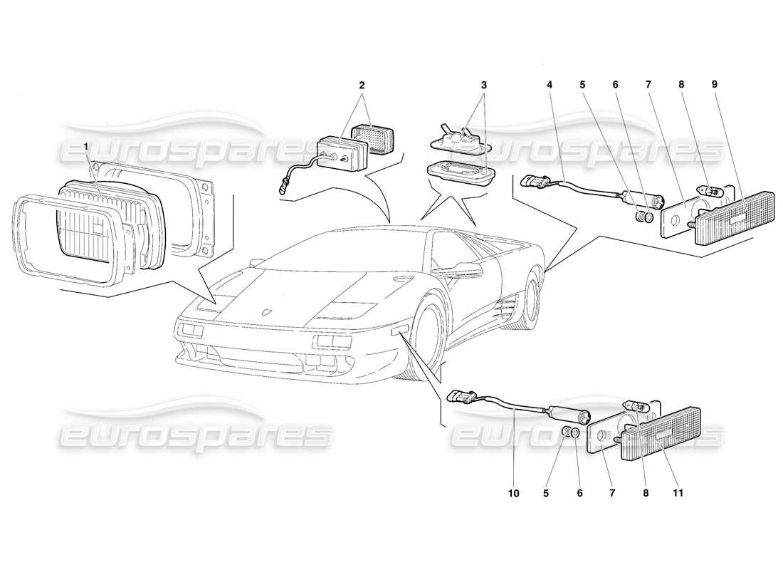 VIEW PARTS DIAGRAMS FROM THE LAMBORGHINI DIABLO PARTS CATALOGUE a part diagram from the lamborghini diablo parts catalogue