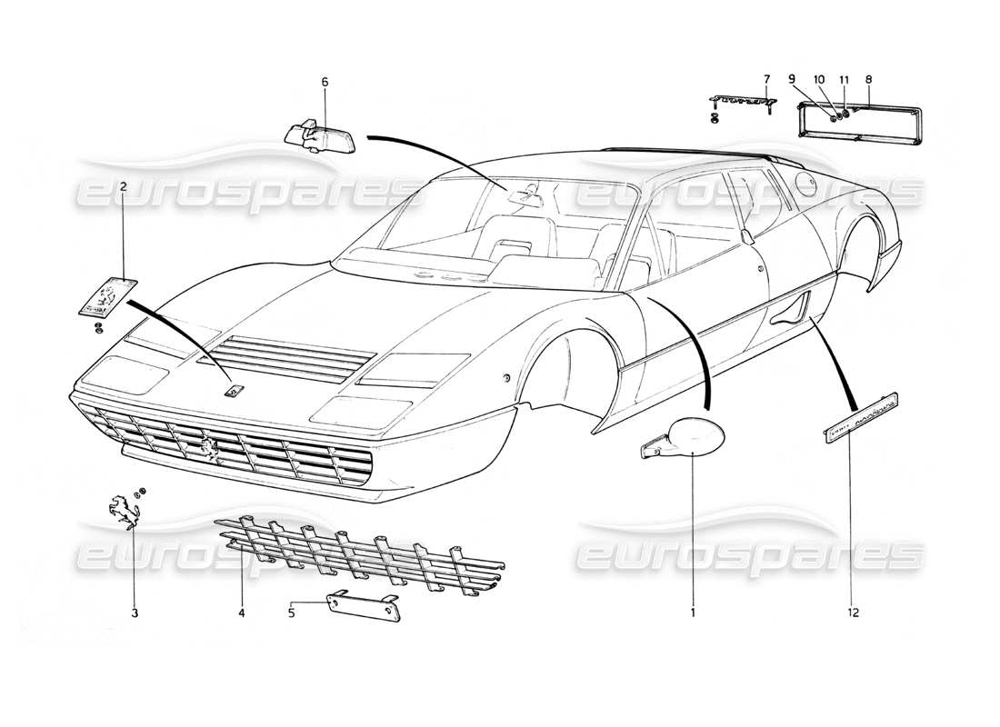 a part diagram from the ferrari 512 parts catalogue