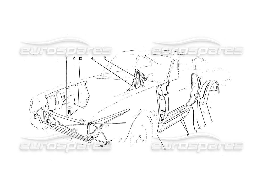 a part diagram from the Ferrari 365 GTC (Coachwork) parts catalogue