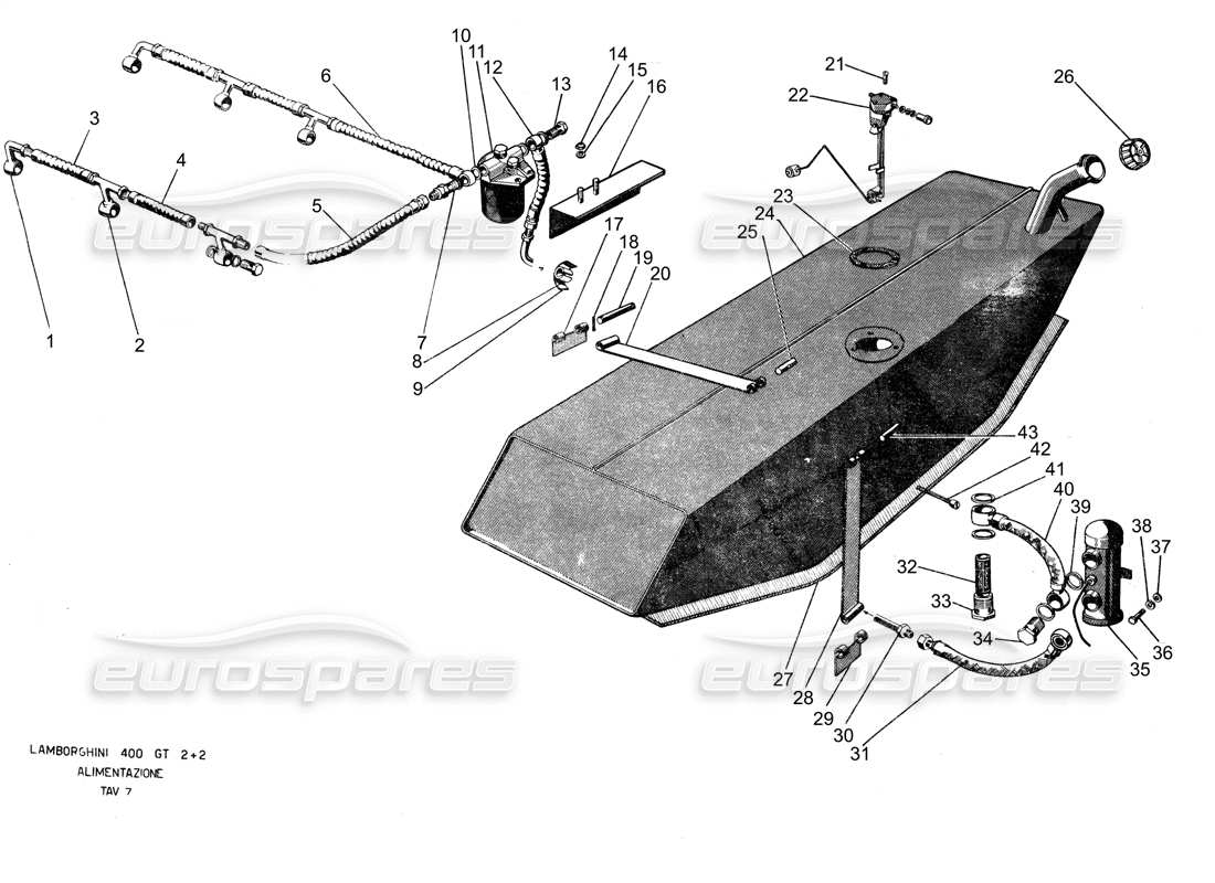 a part diagram from the lamborghini 400 parts catalogue