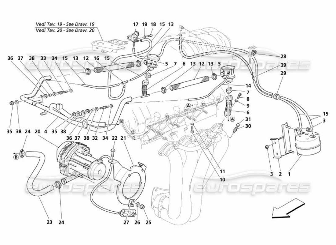 a part diagram from the maserati 4200 spyder (2005) parts catalogue
