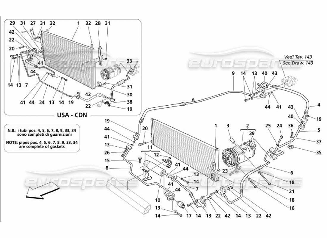 maserati 4200 gransport (2005) air conditioning system parts diagram
