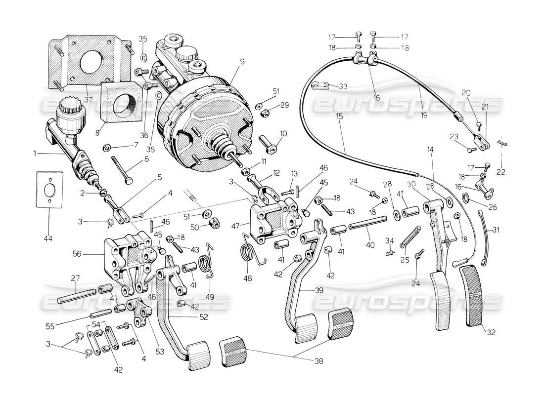 lamborghini countach 5000 s (1984) pedals parts diagram