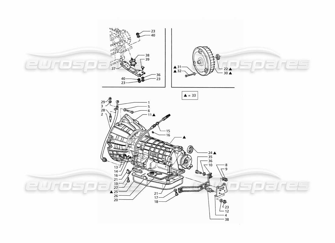 maserati qtp. 3.2 v8 (1999) automatic transmission converter (4hp) part diagram