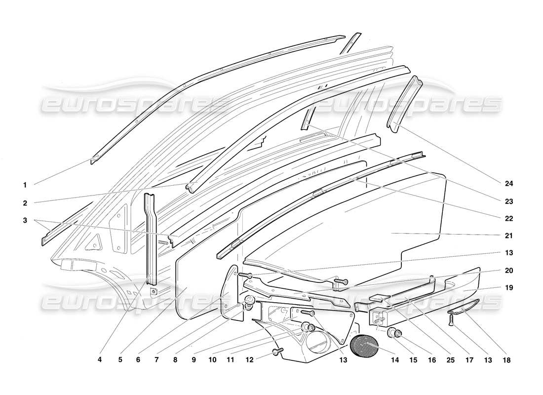 lamborghini diablo vt (1994) doors parts diagram