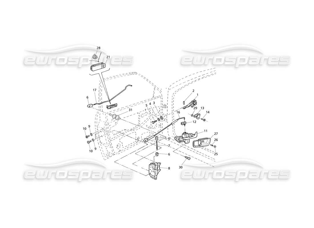 maserati qtp v8 evoluzione front doors: hinges and inner controls parts diagram