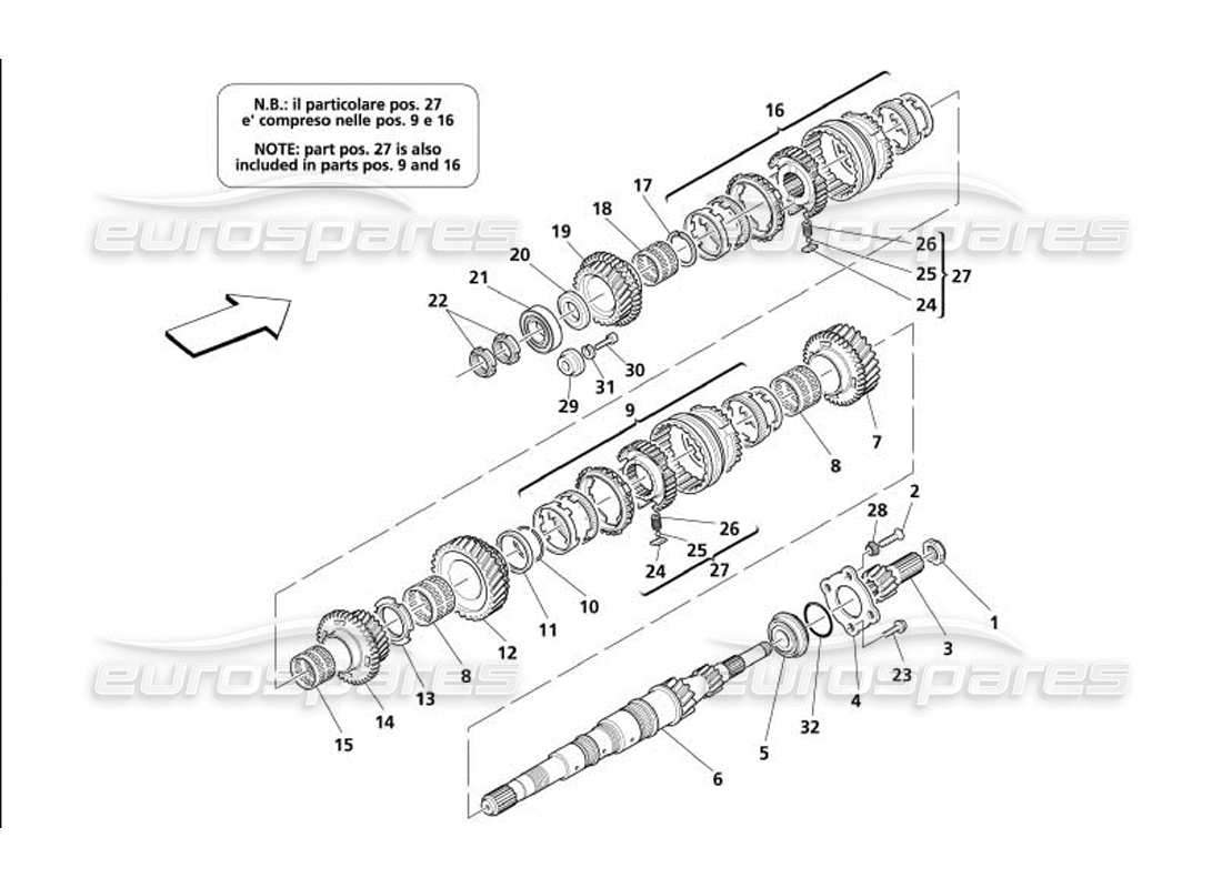 maserati 4200 gransport (2005) main shaft gears parts diagram