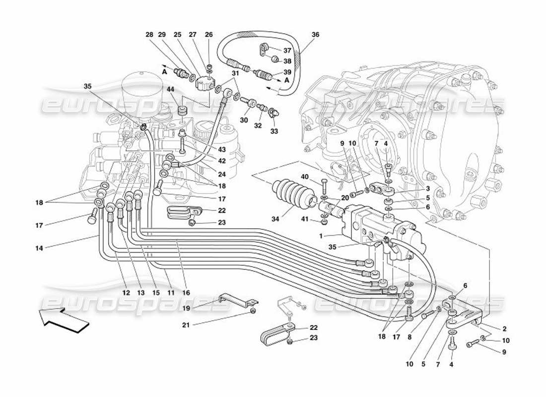 ferrari 575 superamerica f1 clutch hydraulic control -valid for f1- parts diagram