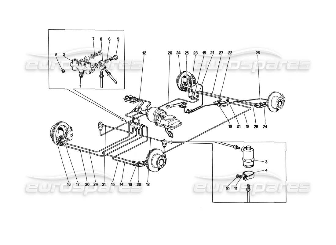 ferrari 512 bbi brake system part diagram