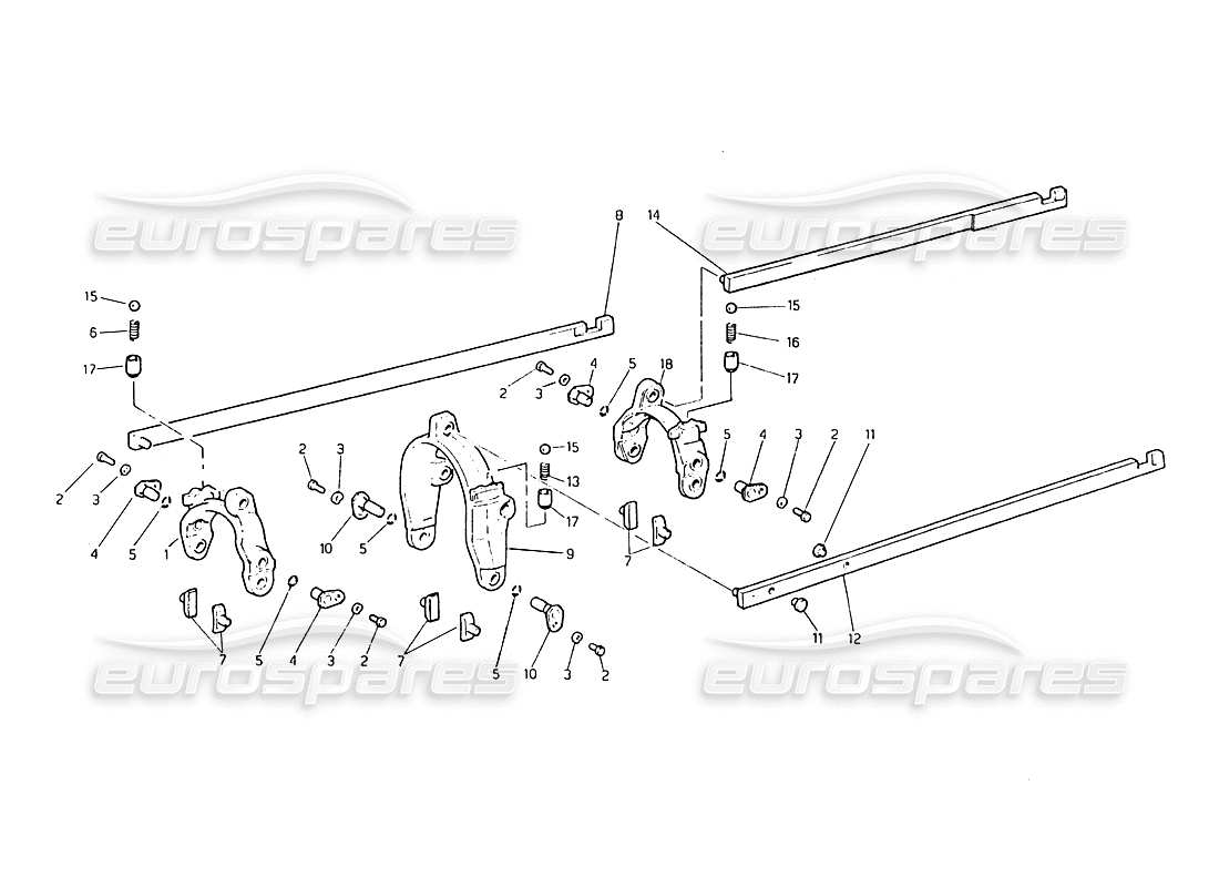 maserati biturbo 2.5 (1984) transmission - inside controls part diagram