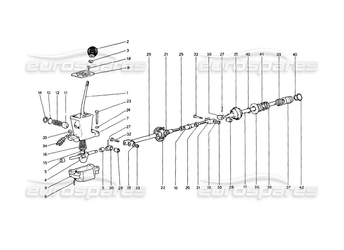ferrari 208 gt4 dino (1975) outside gearbox controls parts diagram