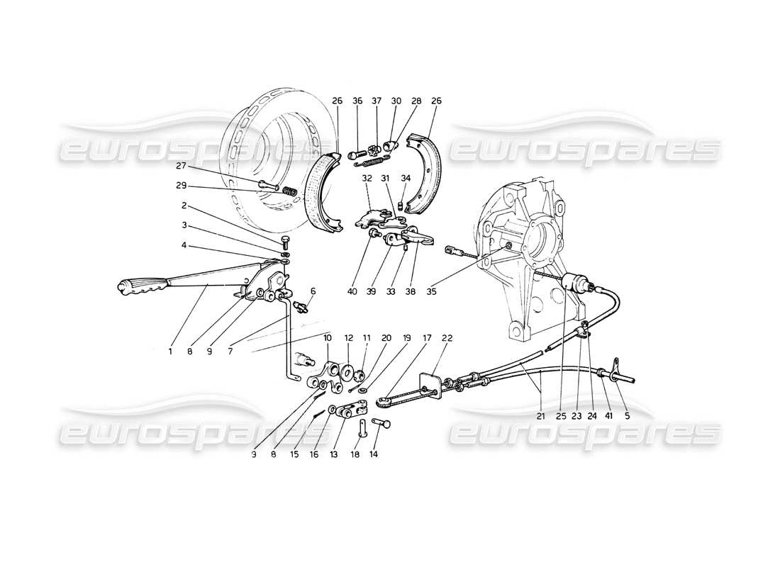 ferrari 512 bb hand - brake control part diagram