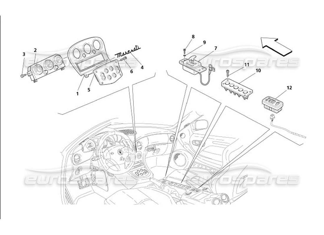 maserati 4200 gransport (2005) tunnel instruments part diagram