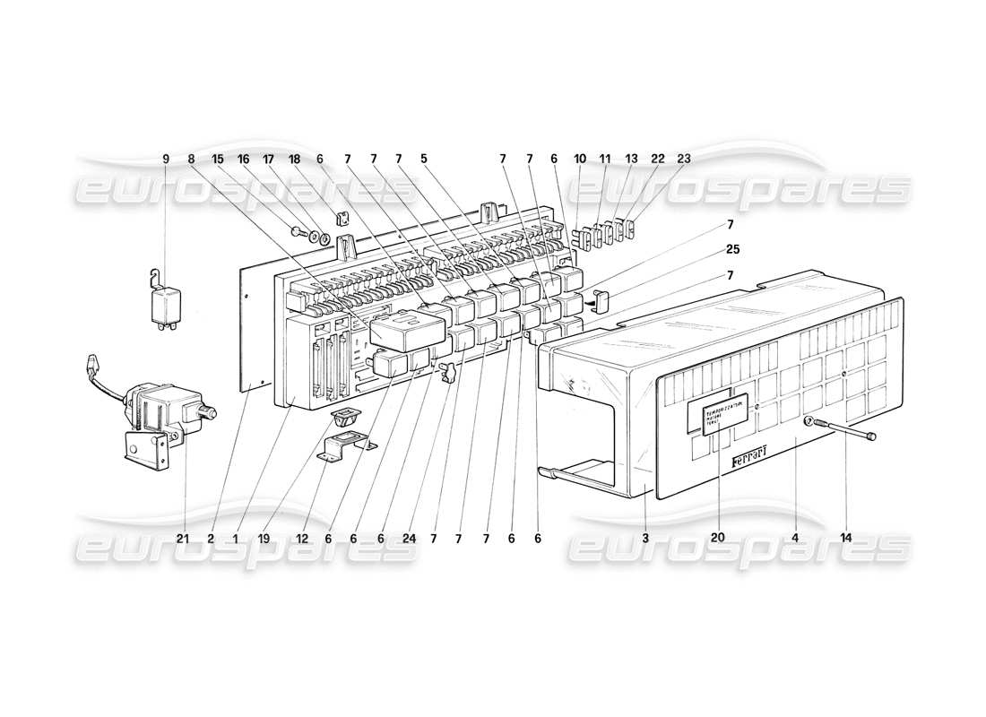 ferrari mondial 3.2 qv (1987) electrical boards parts diagram