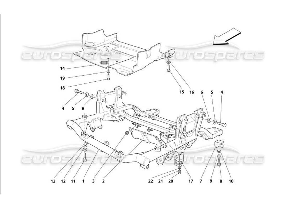 maserati 4200 gransport (2005) front under frame and undermotor shields part diagram