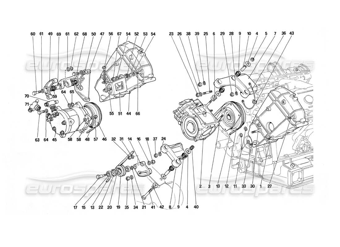 ferrari mondial 3.0 qv (1984) air conditioning compressor and controls parts diagram