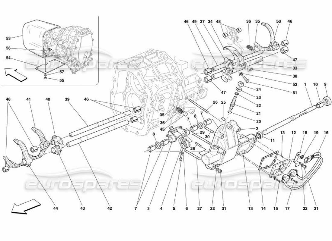 ferrari 575 superamerica inside gearbox controls -valid for f1- parts diagram