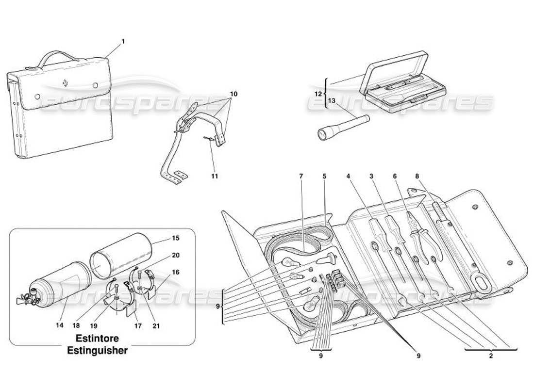 ferrari 575 superamerica tools equipment and fixings parts diagram