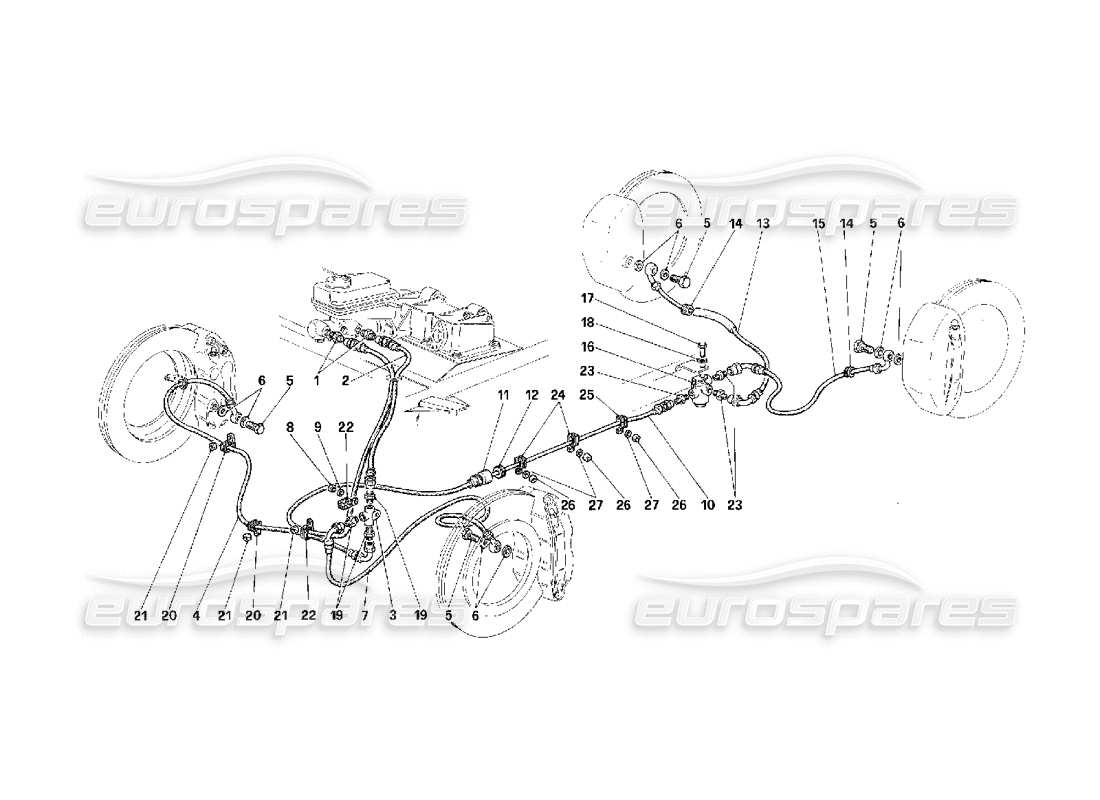 ferrari f40 brake system -not for usa- part diagram