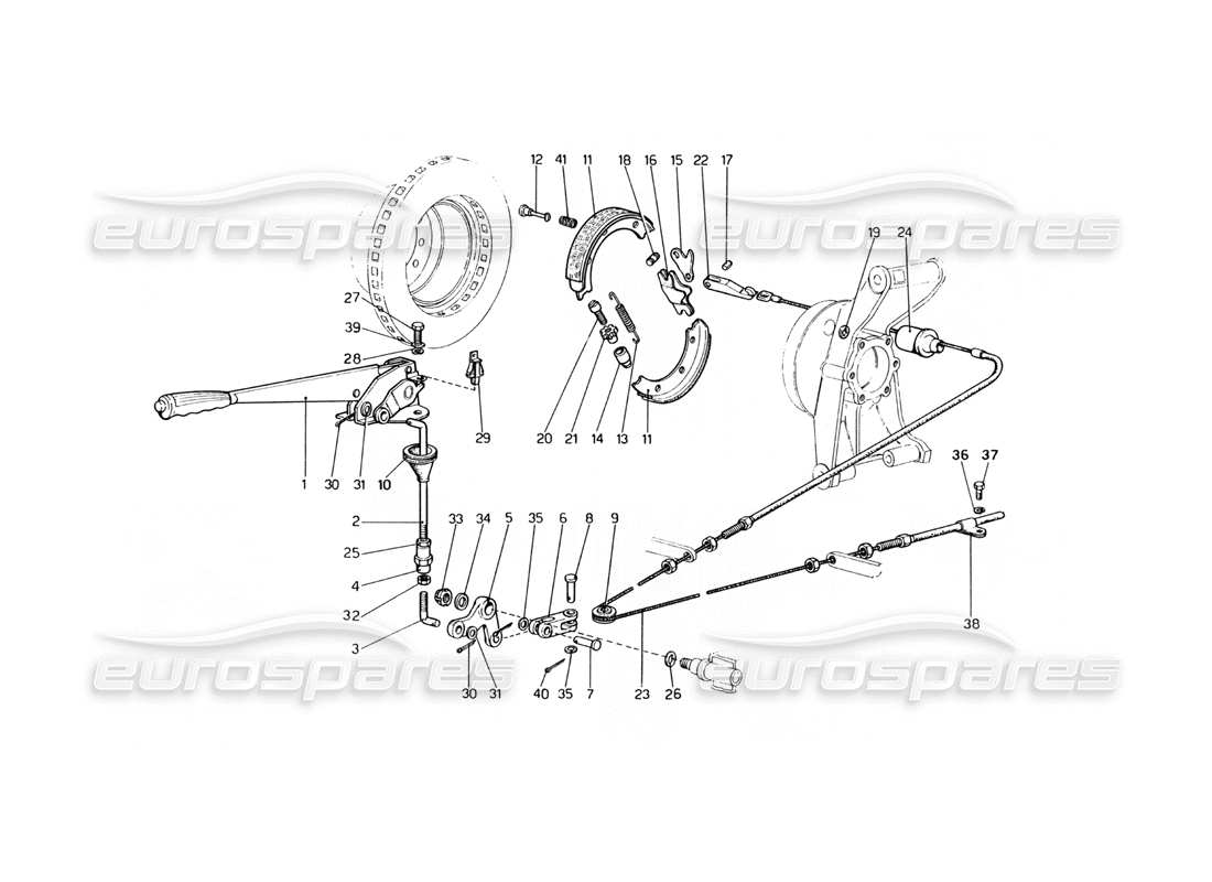 ferrari 400 gt (mechanical) hand-brake control part diagram