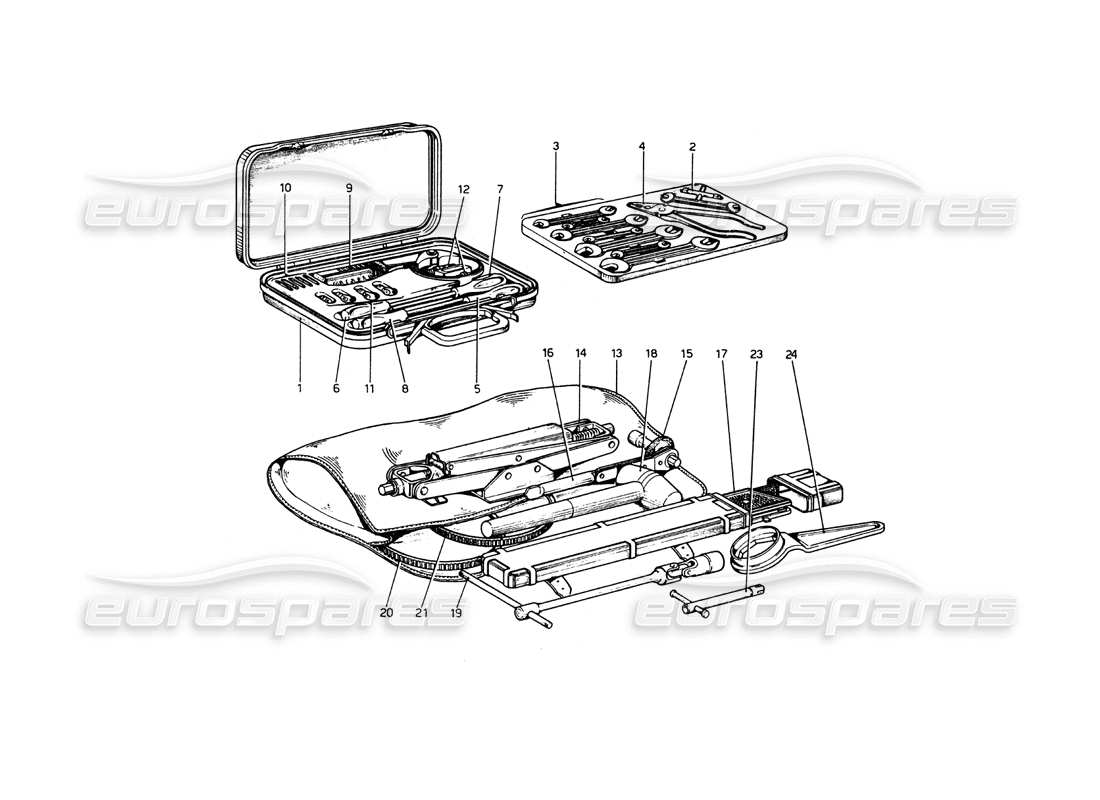 ferrari 365 gt4 berlinetta boxer tool-kit part diagram