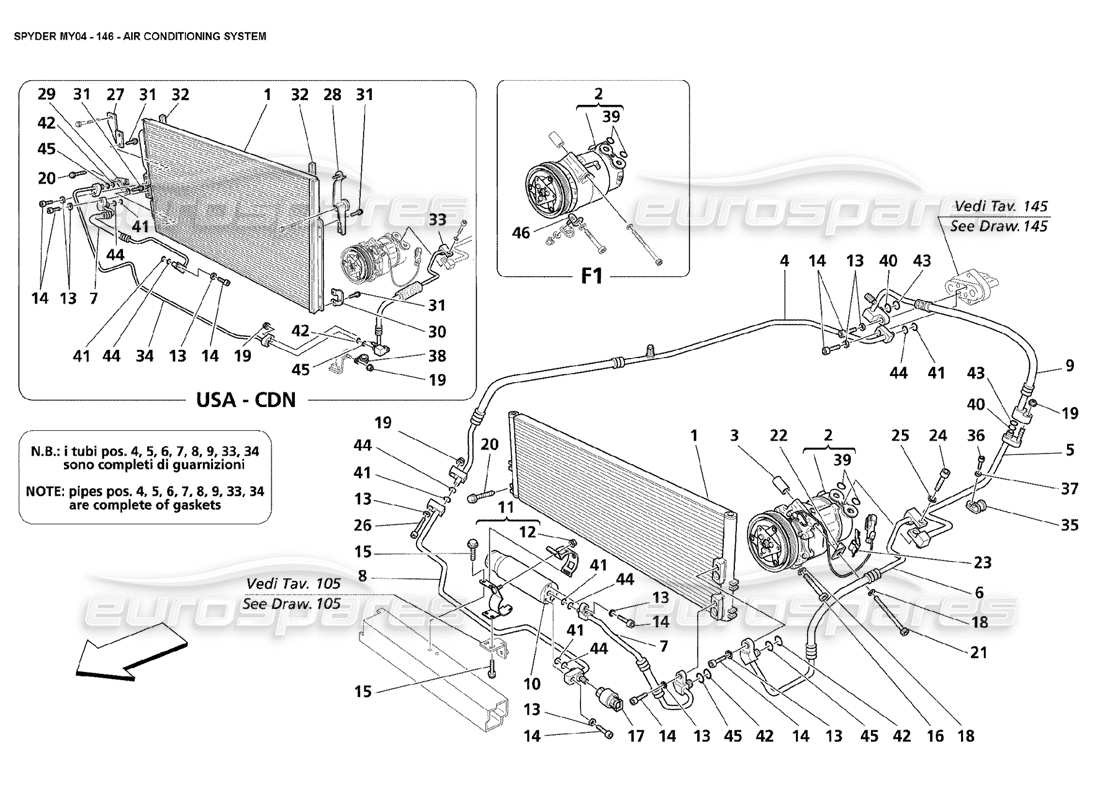 maserati 4200 spyder (2004) air conditioning system parts diagram