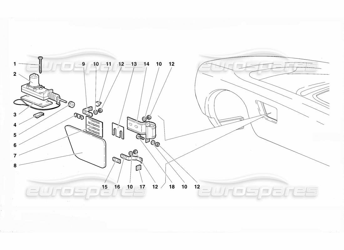 lamborghini diablo vt (1994) fuel cap part diagram