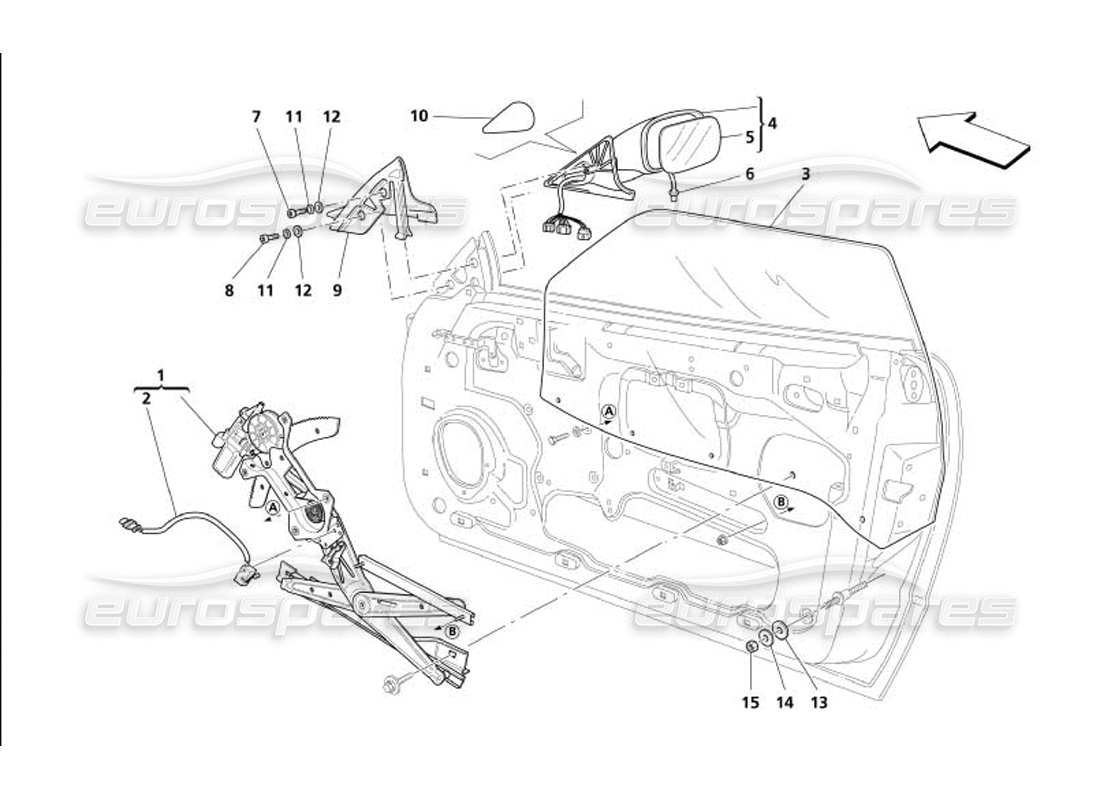 maserati 4200 gransport (2005) doors - power window and rearwiew mirror part diagram