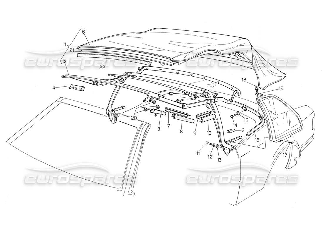 maserati biturbo spider top frame part diagram