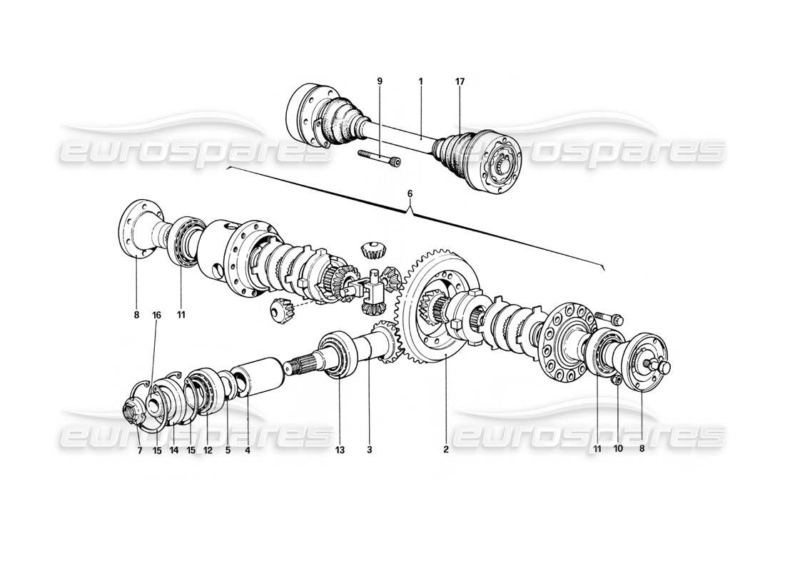 ferrari 400 gt (mechanical) differential & axle shafts part diagram