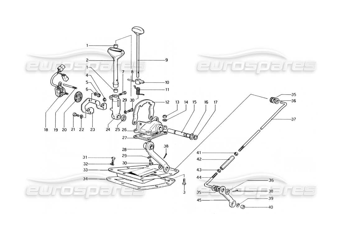 ferrari 400 gt (mechanical) outside gearbox controls (400 automatic) parts diagram