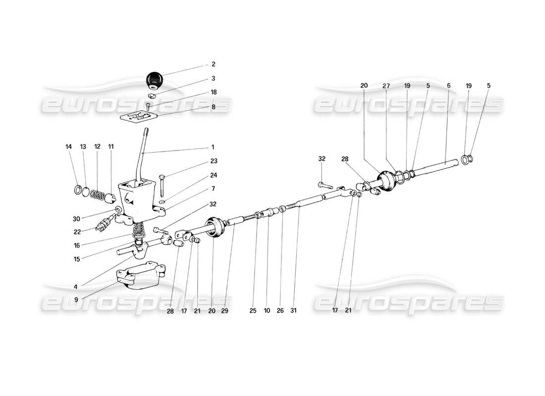 ferrari mondial 3.0 qv (1984) outside gearbox controls parts diagram