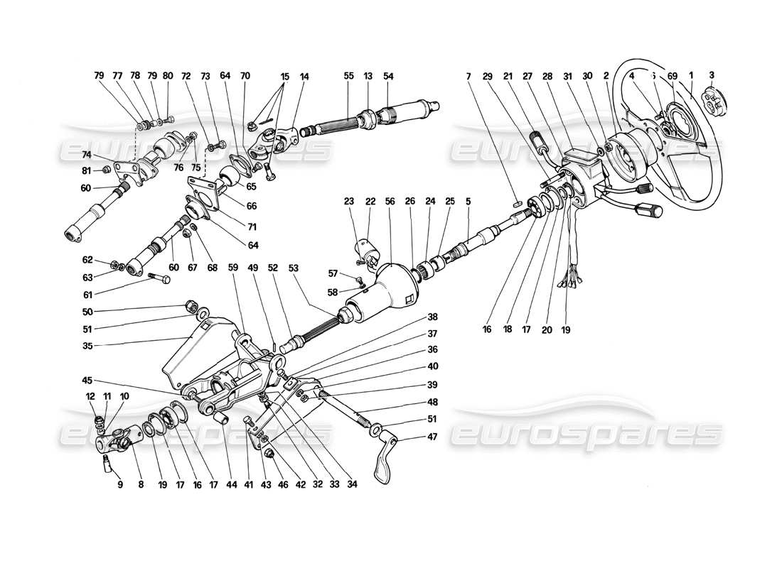 ferrari mondial 3.0 qv (1984) steering culumn parts diagram