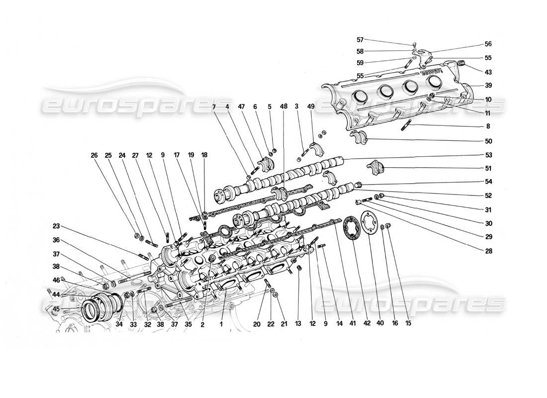 ferrari mondial 3.0 qv (1984) cylinder head (left) parts diagram