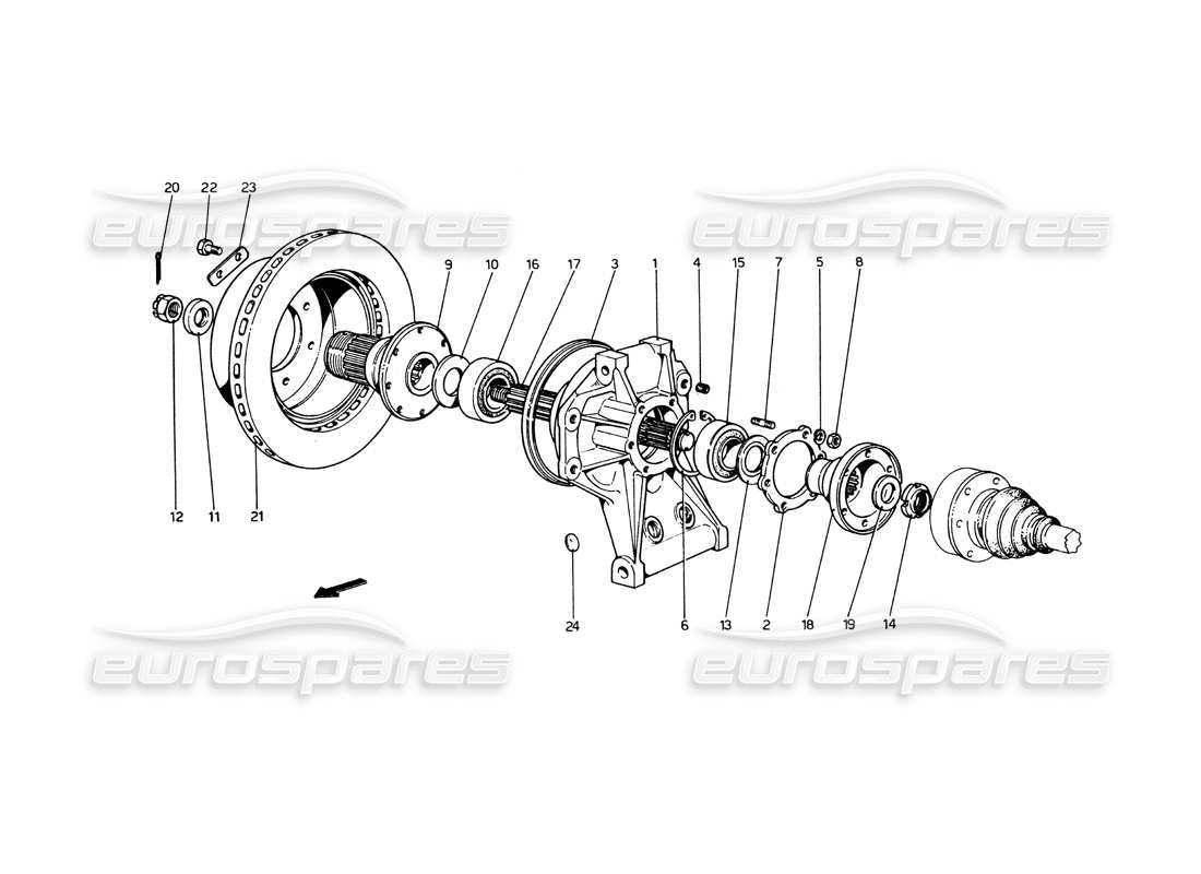 ferrari 365 gt4 berlinetta boxer rear suspension - brake disc parts diagram