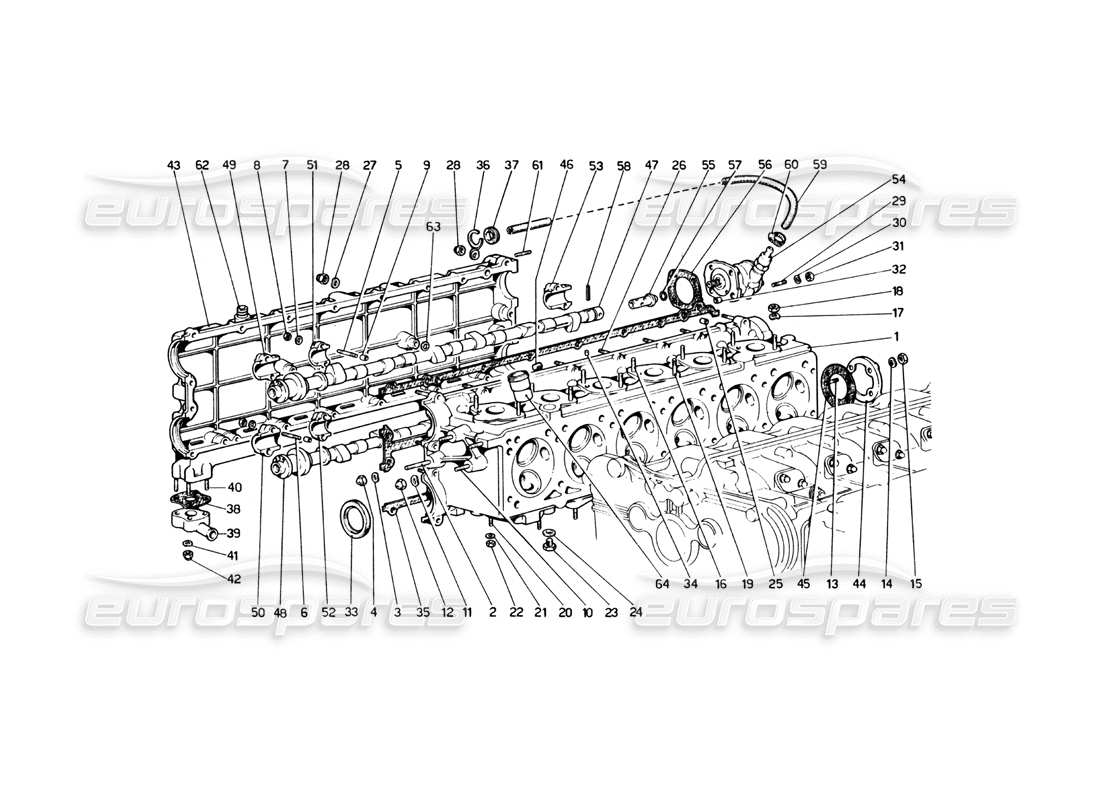 ferrari 365 gt4 berlinetta boxer cylinder head (right) parts diagram