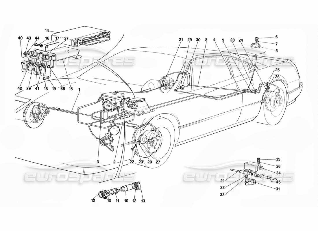 ferrari 328 (1988) anti skid system part diagram