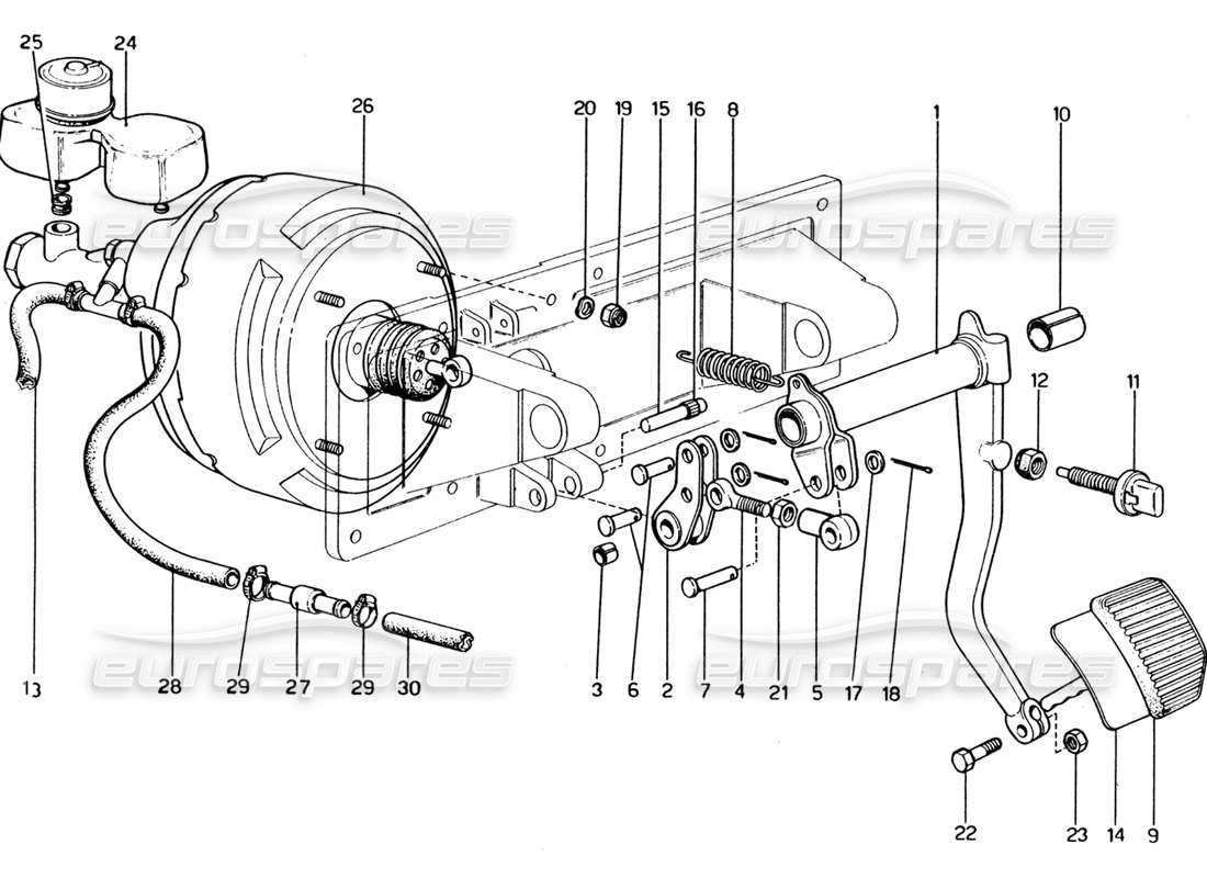 ferrari 365 gt4 2+2 (1973) brake hydraulic system part diagram