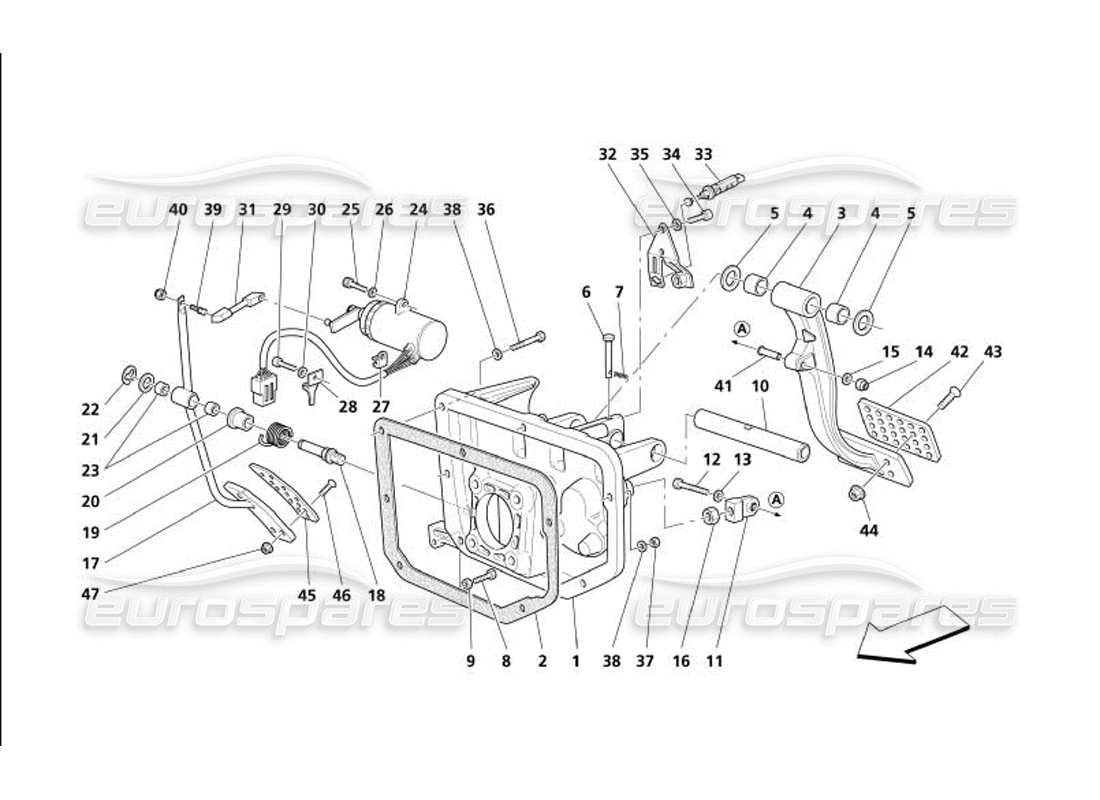 maserati 4200 gransport (2005) pedals and electronic accelerator control -not for gd- parts diagram