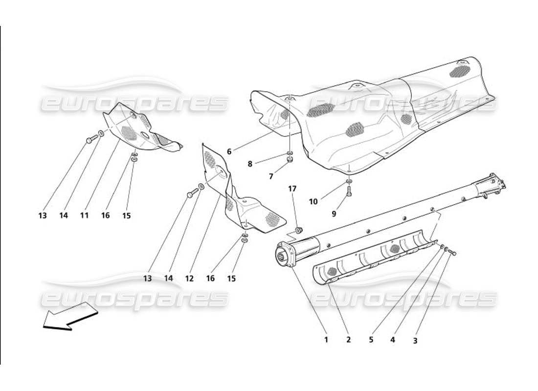 maserati 4200 gransport (2005) engine-transmission connection tube and insulations part diagram