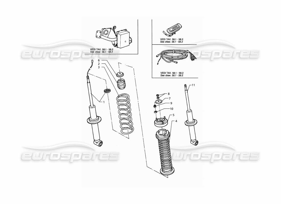 maserati qtp. 3.2 v8 (1999) rear shock absorber part diagram