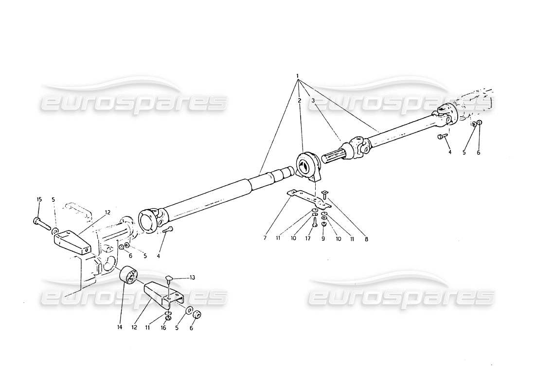 maserati biturbo 2.5 (1984) propeller shaft and carrier part diagram