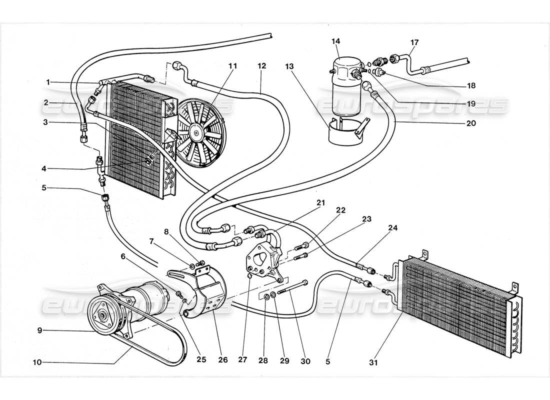 lamborghini lm002 (1988) air conditioning system parts diagram