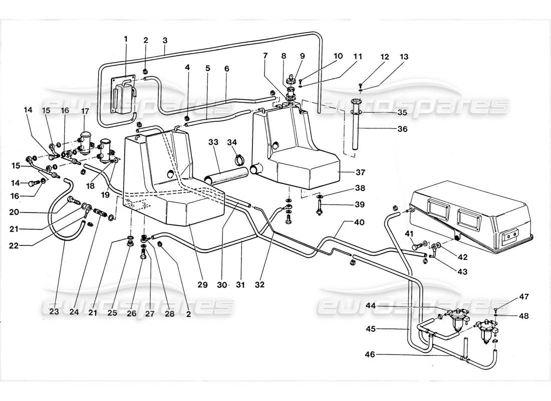 lamborghini lm002 (1988) fuel system parts diagram