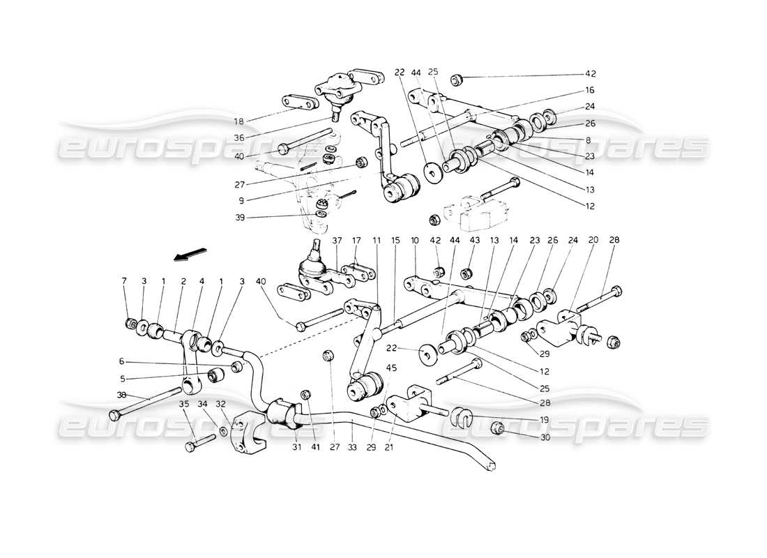 ferrari 512 bb front suspension. wishbones part diagram