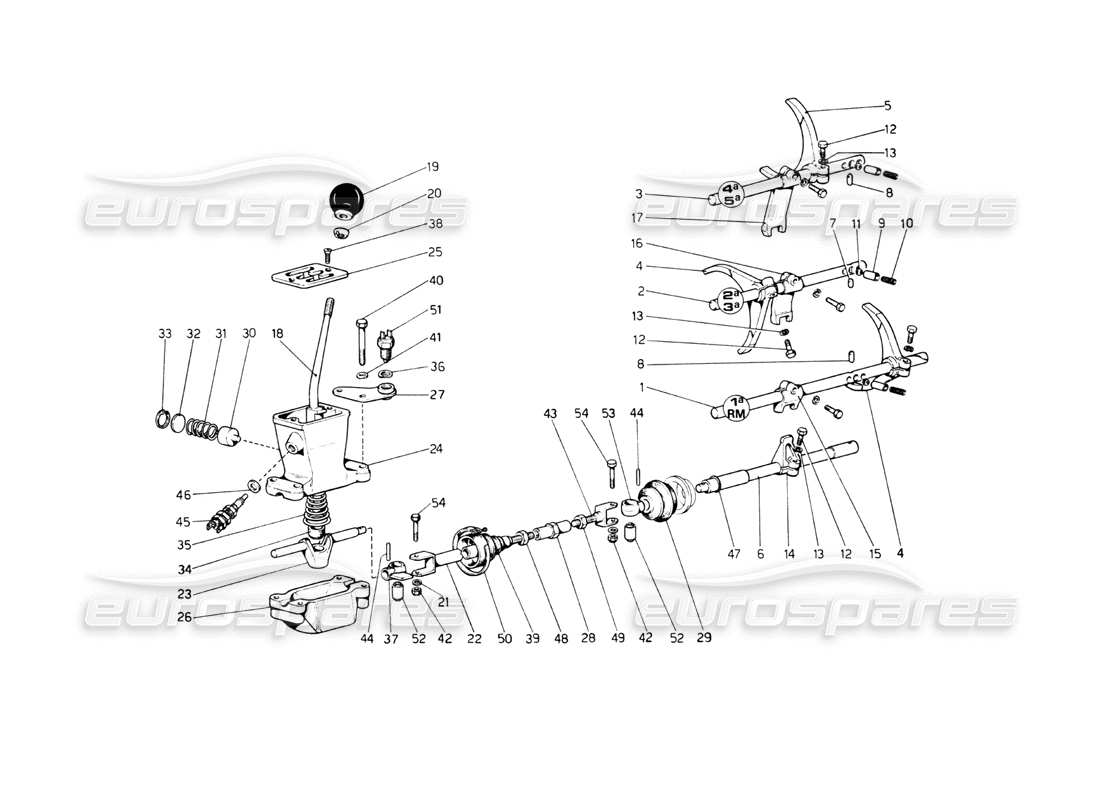 ferrari 512 bb gear box controls part diagram