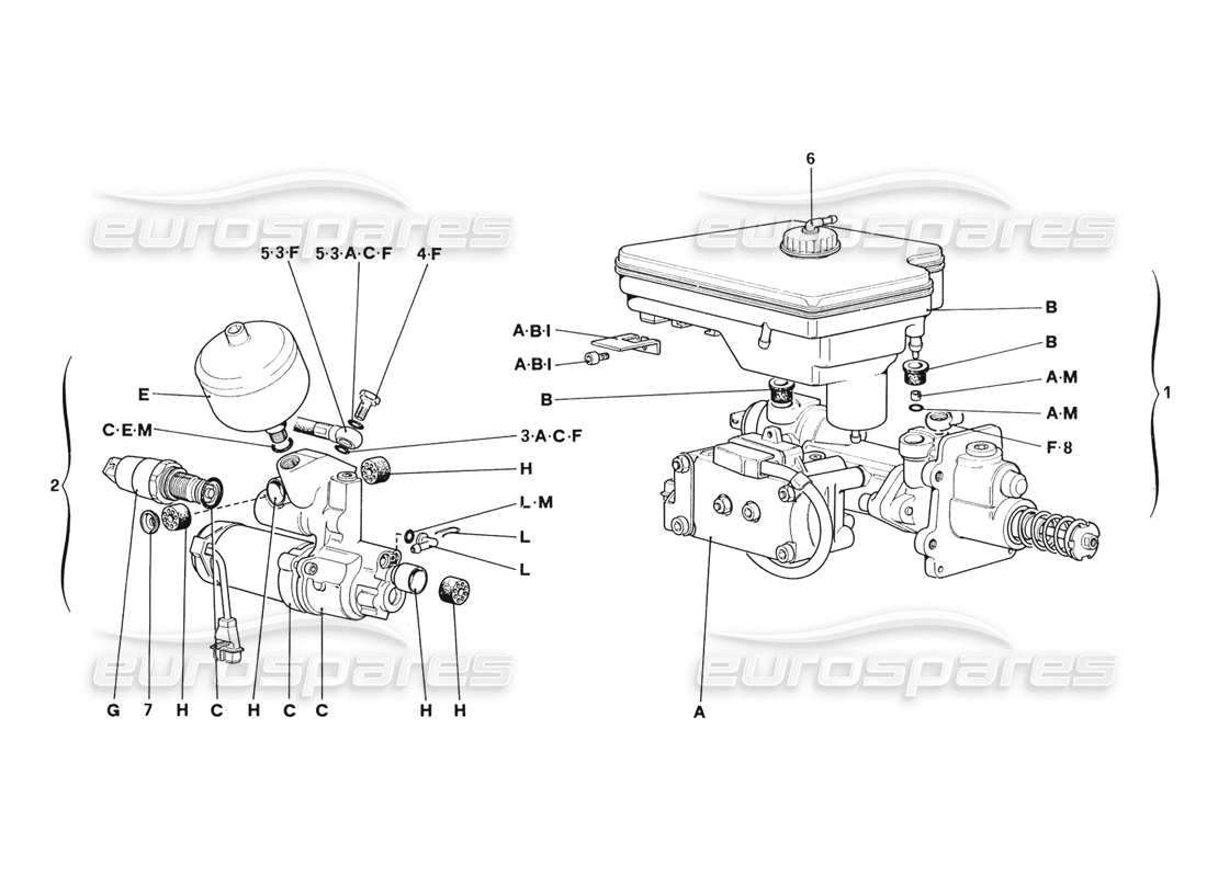 ferrari 328 (1988) hydraulic system for antiskid part diagram